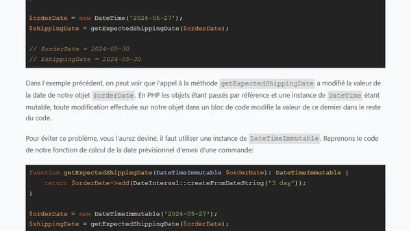Quelle différence entre DateTime et DateTimeImmutable en PHP ?