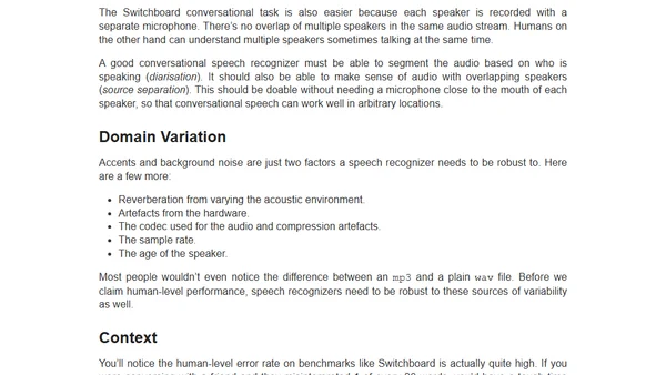 Speech Recognition Is Not Solved