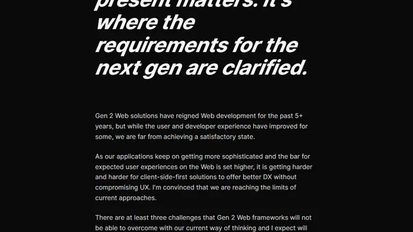 experiences. Web. frameworks. future. me.