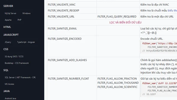 Hàm filter_input và filter_var trong PHP