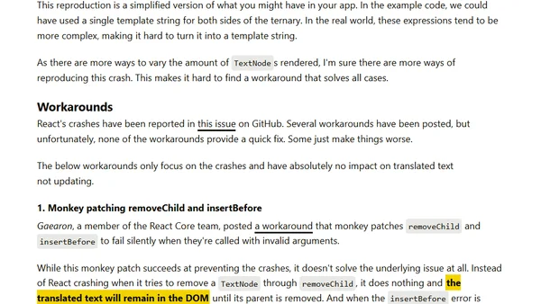 Everything about Google Translate crashing React (and other web apps)