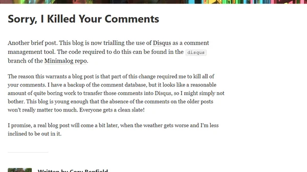 Sorry, I Killed Your Comments