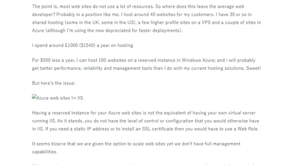 Windows Azure - Something for the little guy...almost.