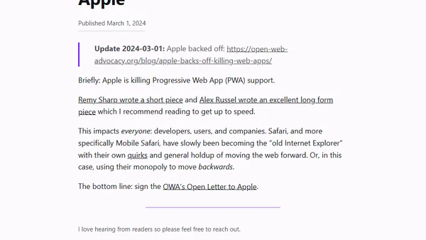 Sign the PWA Open Letter to Apple
