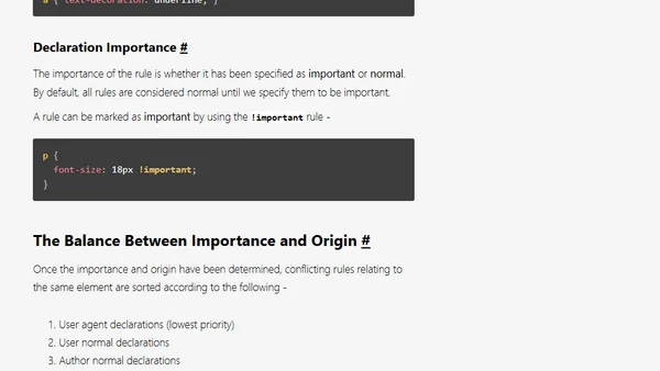 The Effect of Importance and Origin on CSS Specificity