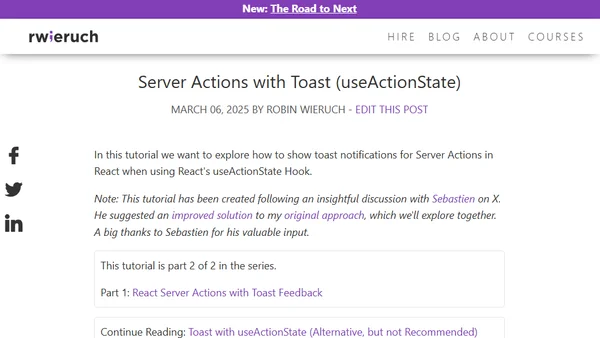 Server Actions with Toast (useActionState)
