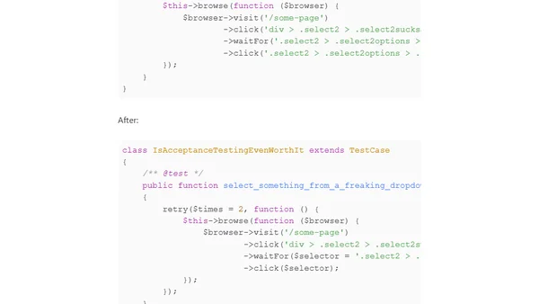 A simple trick to auto-retry pesky Dusk tests