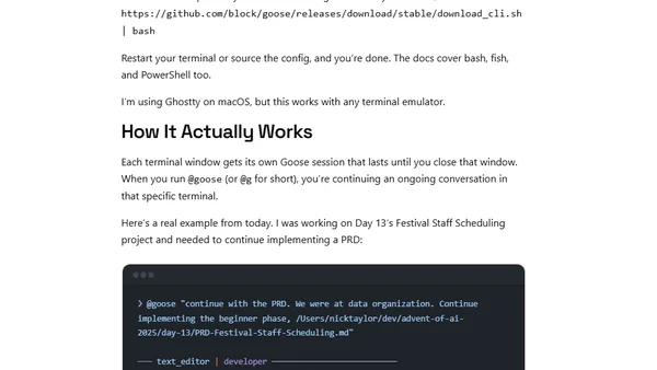 Advent of AI - Day 13: Goose Terminal Integration