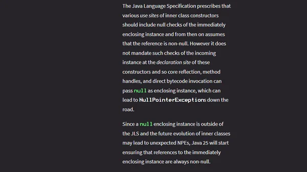 New Null Checks in Inner Class Constructors