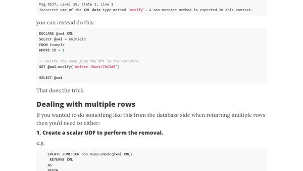 Excluding nodes from XML data before returning from SQL Server