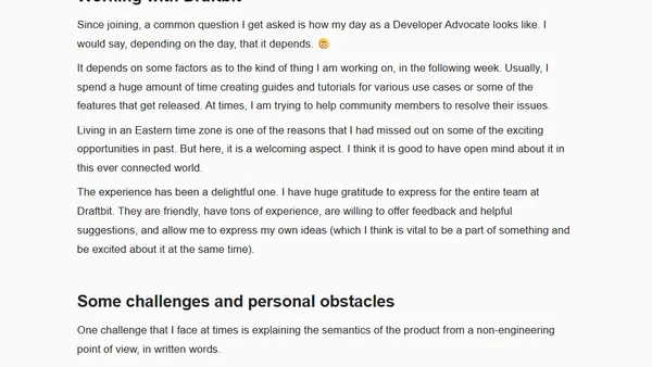 Life at Draftbit - First 3 Months as a Developer Advocate