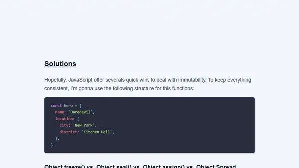Immutability in JavaScript (without library)