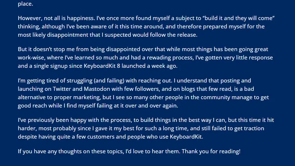 Reflections on failing to reach out