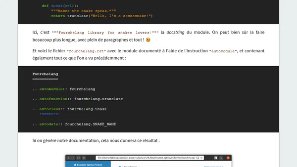 Documenter un projet Python avec Sphinx
