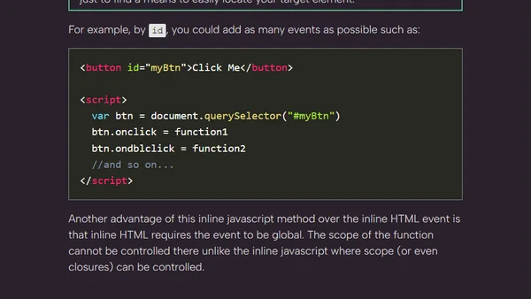 Inline Event Handlers vs addEventListener()