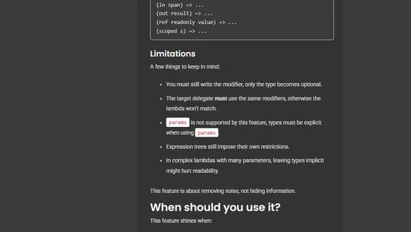 C# 14: Modifiers on simple lambda parameters without explicit parameter types