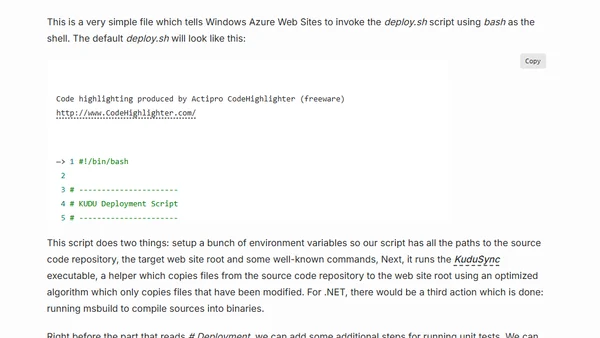 Running unit tests when deploying to Windows Azure Web Sites