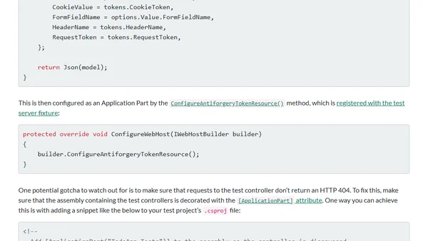 Integration Testing ASP.NET Core Resources Protected with Antiforgery Using Application Parts
