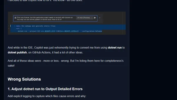 GitHub Actions build for Blazor Static (or rather StaticBlazor) never ending? Super-easy fix!