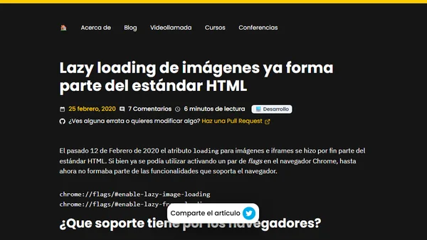 Lazy loading de imágenes ya forma parte del estándar HTML