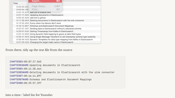 Add Markers list from Screenflow to Youtube Table of Contents