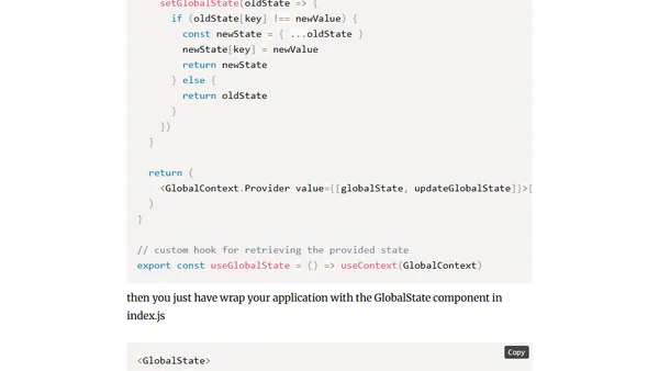 Simple Setup for Application Wide State in React