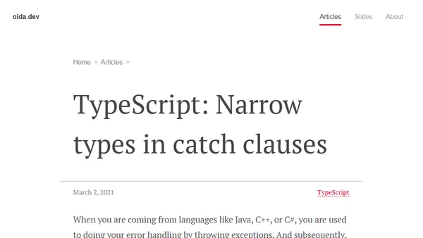 TypeScript: Narrow types in catch clauses