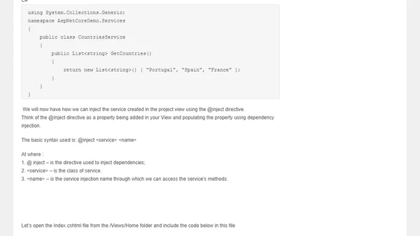 ASP.NET Core 2.0 -Dependency Injection