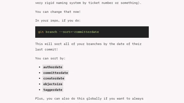 Sorting Git branches