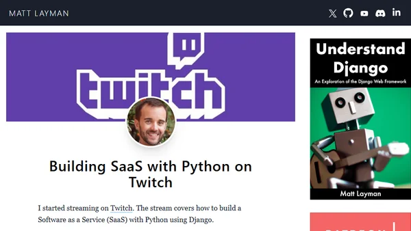 Building SaaS with Python on Twitch