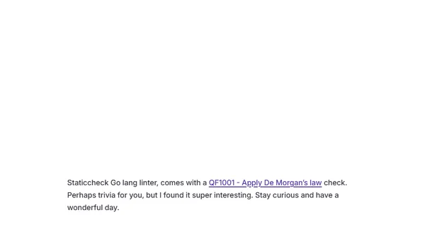Negating compound boolean expressions (De Morgan's Laws)