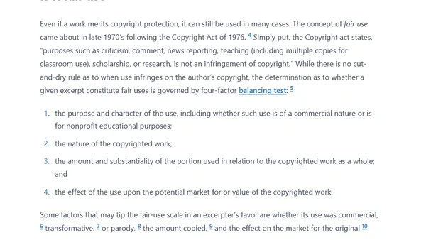 Fair Use, Excerpting, and Copying Content in the Internet Ecosystem