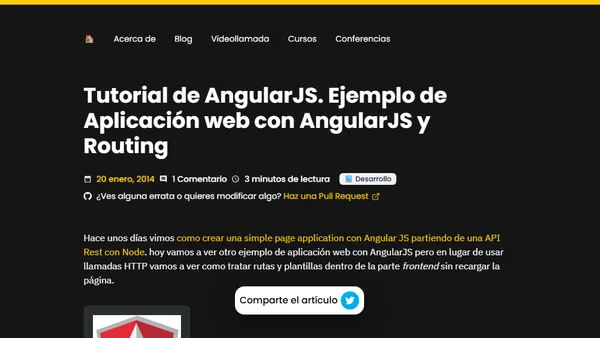Tutorial de AngularJS. Ejemplo de Aplicación web con AngularJS y Routing