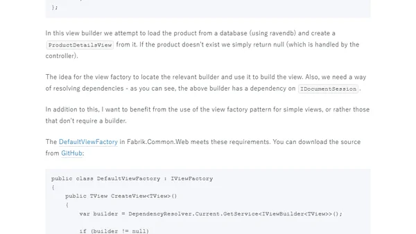 Using the View Factory Pattern in ASP.NET MVC