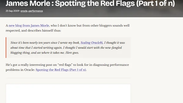 James Morle : Spotting the Red Flags (Part 1 of n)