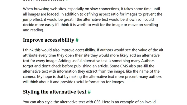 Showing the alternative text while images are loading
