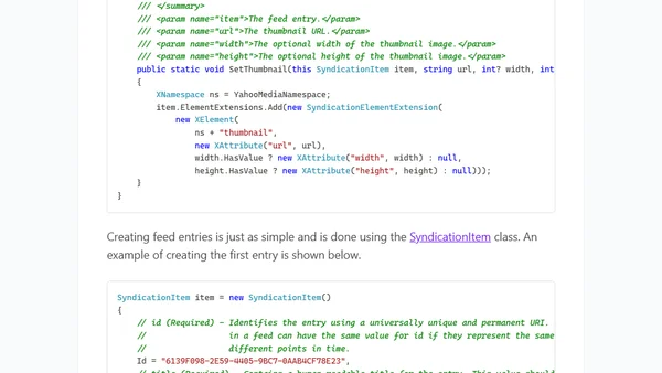 Building RSS/Atom Feeds for ASP.NET MVC
