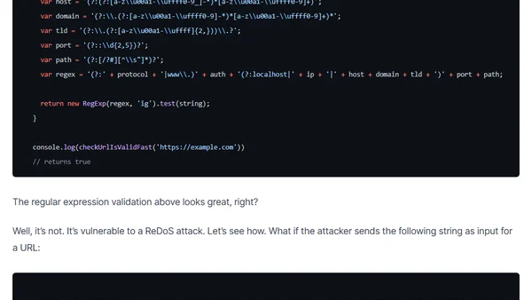 Are you also validating a JavaScript URL using RegEx?