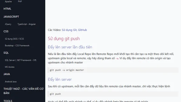Lệnh git push đẩy dữ liệu từ local lên server