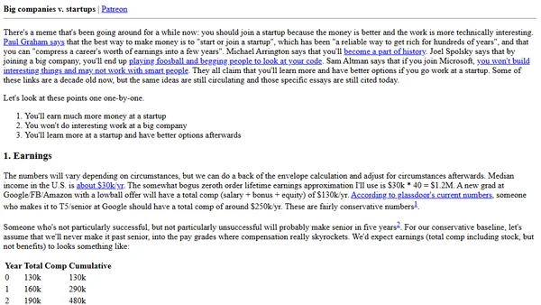 Big companies v. startups