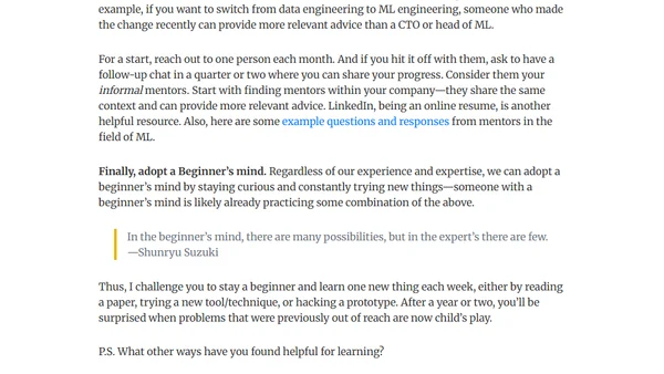 How to Keep Learning about Machine Learning