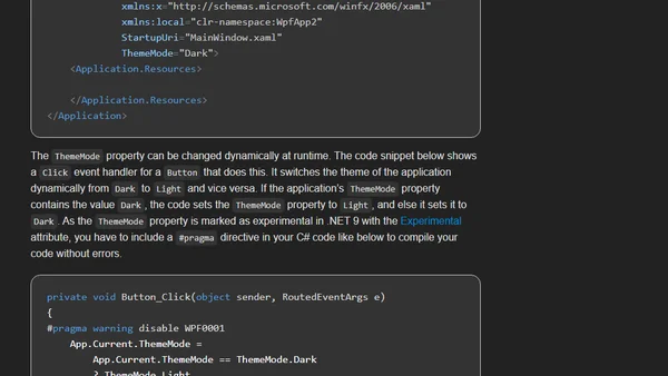 WPF in .NET 9.0 – Windows 11 Theming