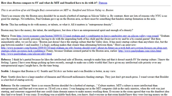 How does Boston compare to SV and what do MIT and Stanford have to do with it?