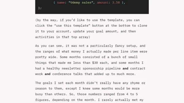 Tracking side project income