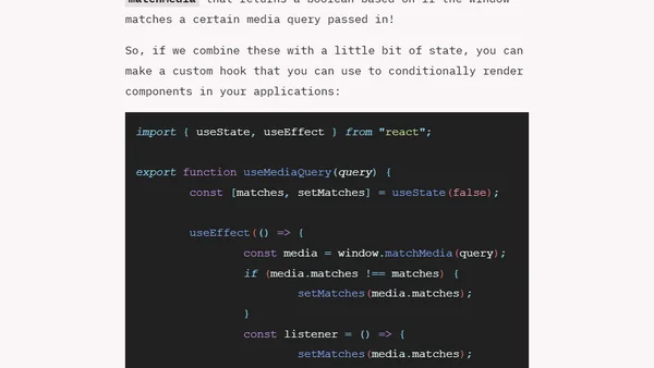 Building a custom React media query hook for more responsive apps