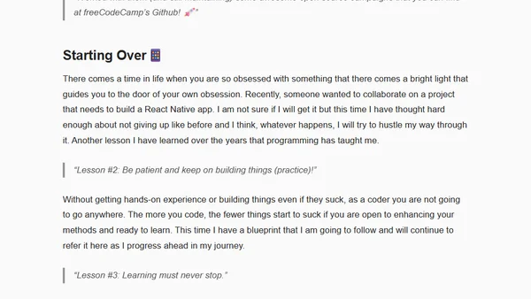 Starting Over with React Native