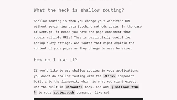 Shallow Routing in Next.js
