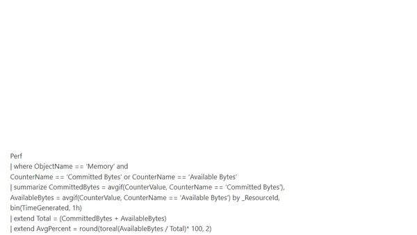 Windows Memory Metric in Azure Monitor Log Analytics