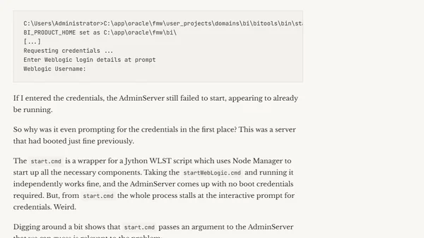 OBIEE 12c hangs at startup - Starting AdminServer ...