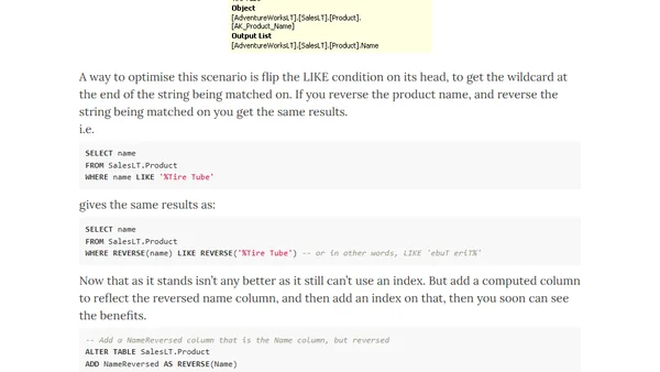 Optimising wildcard prefixed LIKE conditions